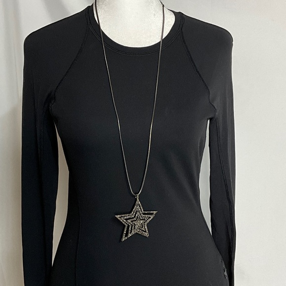 INC International Concepts Black and Silver Star Pendant Necklace - Picture 2 of 8